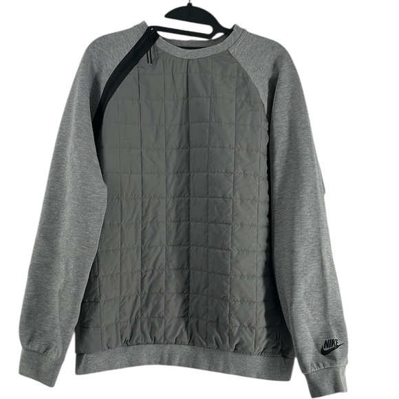 Nike Tech Pack Quilted Crewneck Sweatshirt in grey athletic academic sz M - Picture 2 of 9